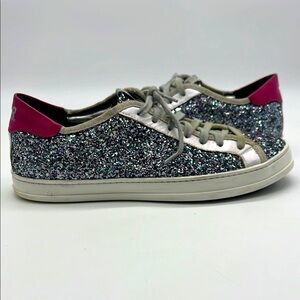 P448 Women EU 41 John sneakers silver multi pink accent lace up suede trim